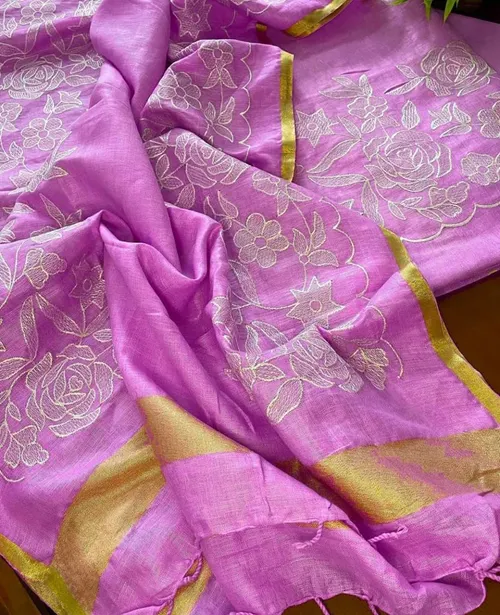 Elegant Cotton‑Linen Suit Piece with Intricate Hand Embroidery